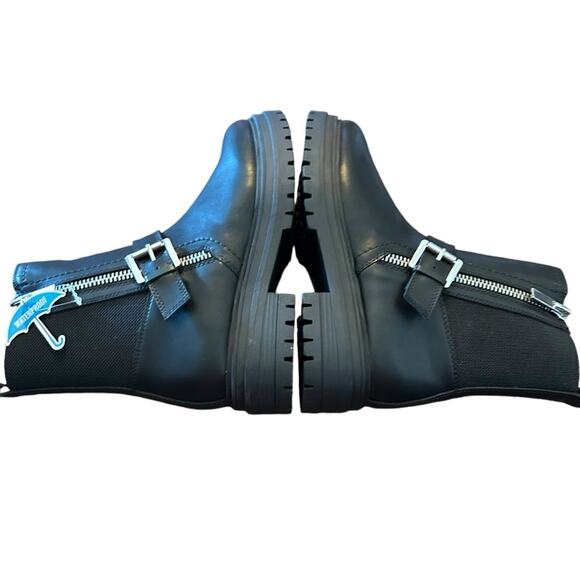 Aqua College Waterproof Leather Lug Sole Urban Street Moto Ankle Boots NEW 8 - Picture 8 of 10